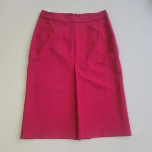 Womens Dark Red Pencil Skirt Pleates Modest Sz 0